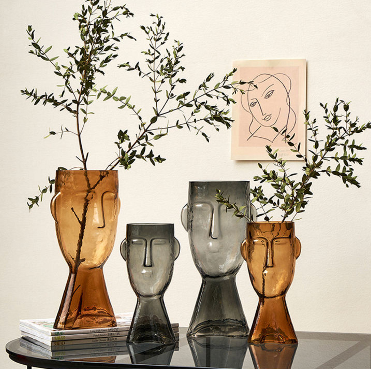 Modern Abstract Face Glass Vase